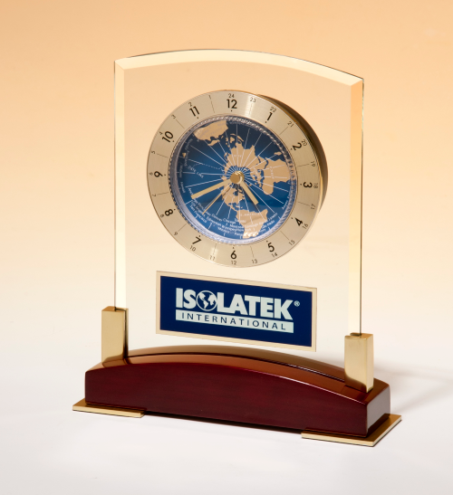 Glass Clock with World Time Dial