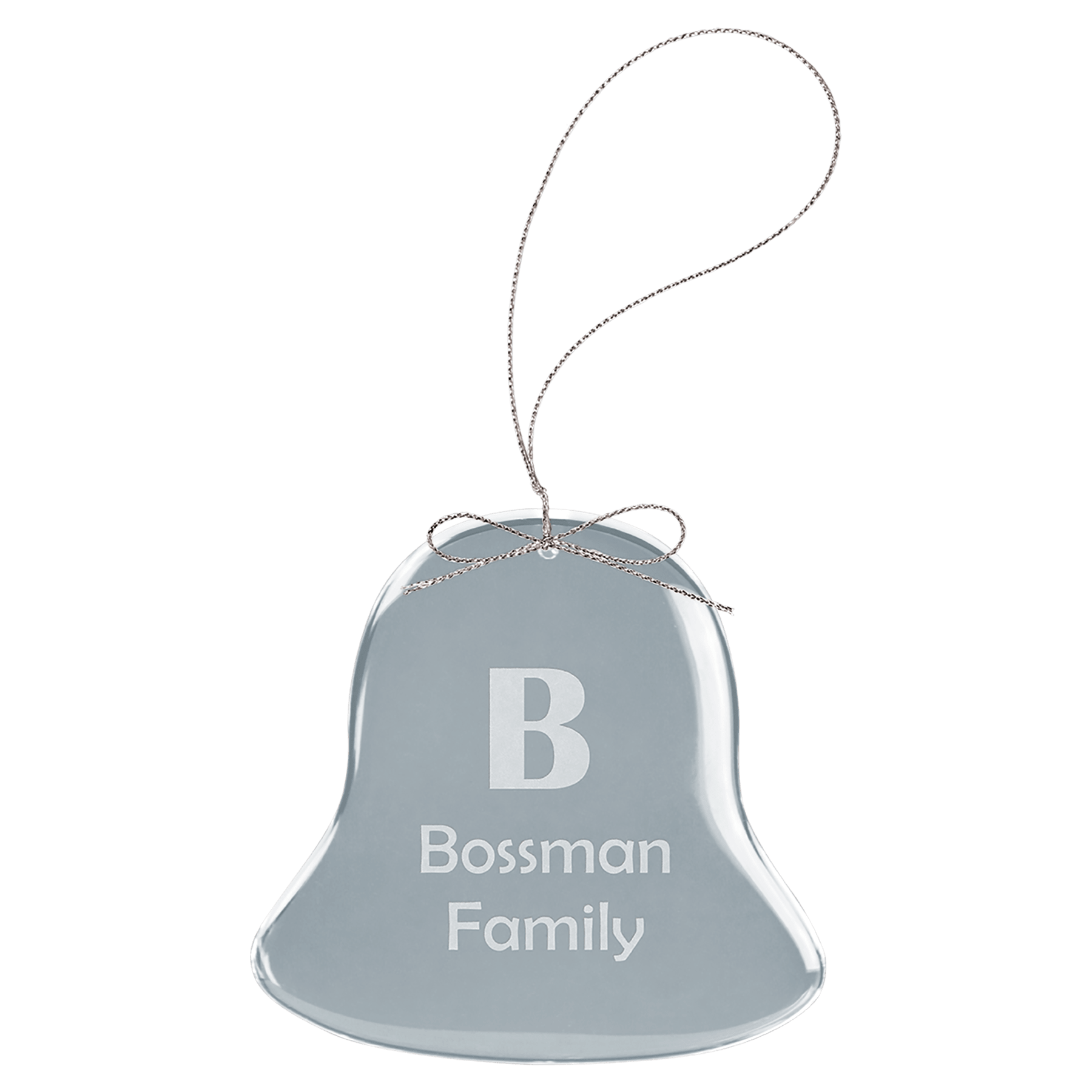 3" Clear Bell Glass Ornament with Silver String