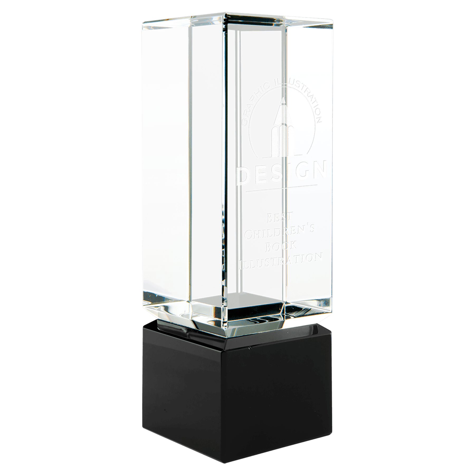2 1/4" x 7" Clear Crystal Block on Black Crystal Base