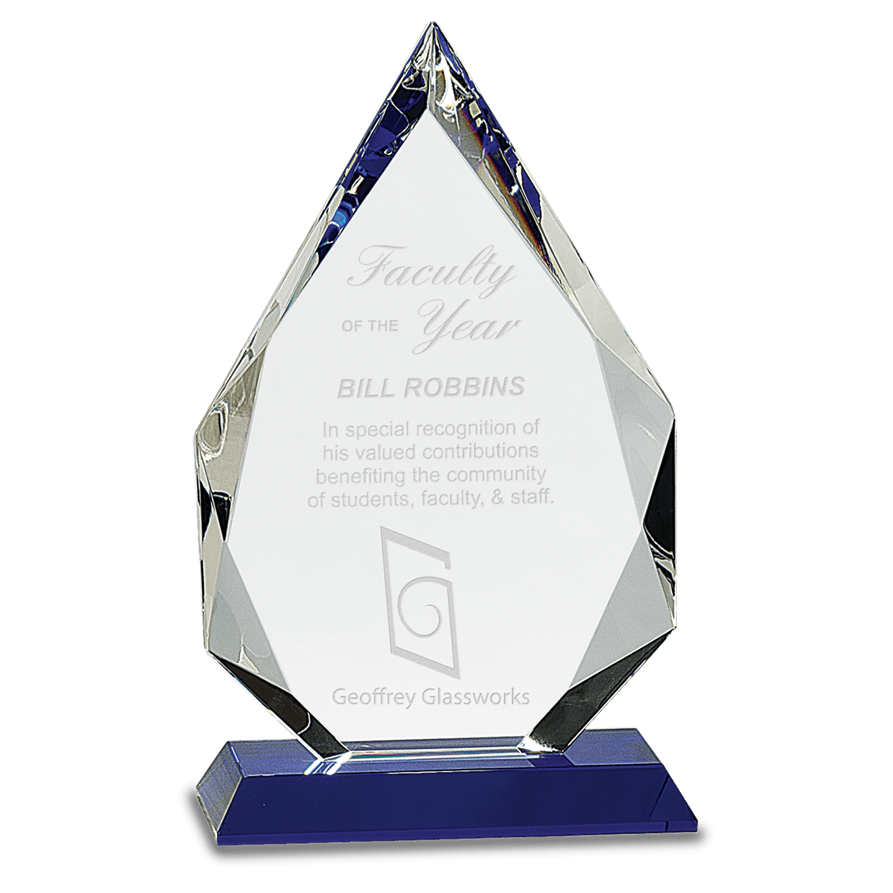 Blue 10" Diamond Crystal on Pedestal Base