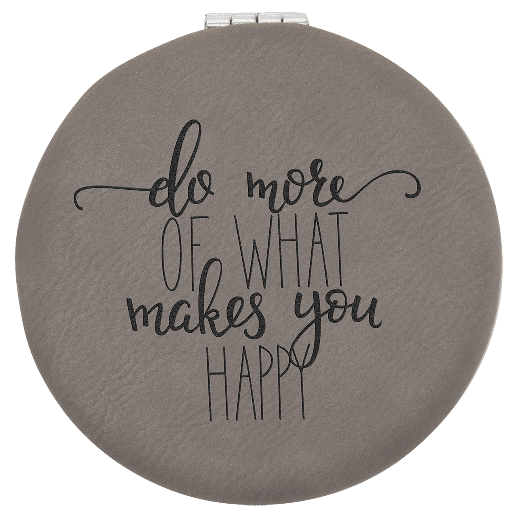 2 1/2" Gray Laserable Leatherette Compact Mirror