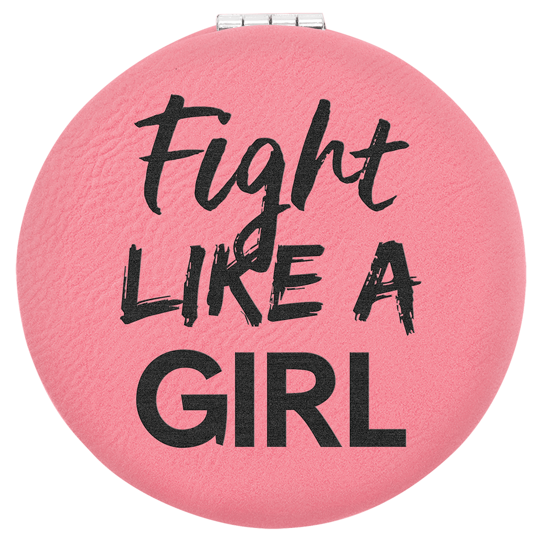 2 1/2" Pink Laserable Leatherette Compact Mirror