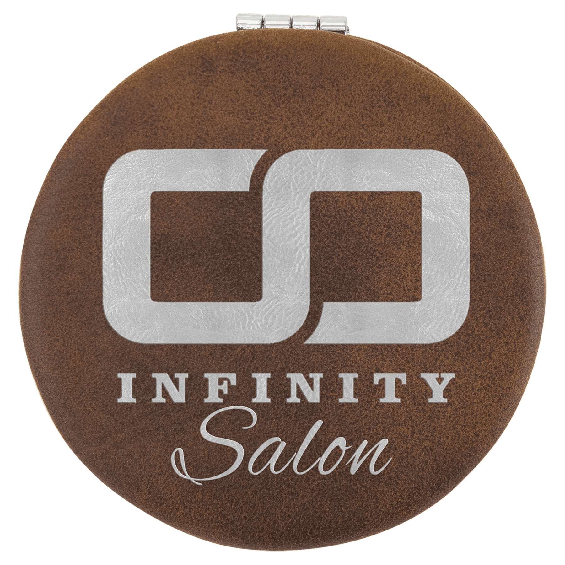 2 1/2" Rustic/Silver Laserable Leatherette Compact Mirror
