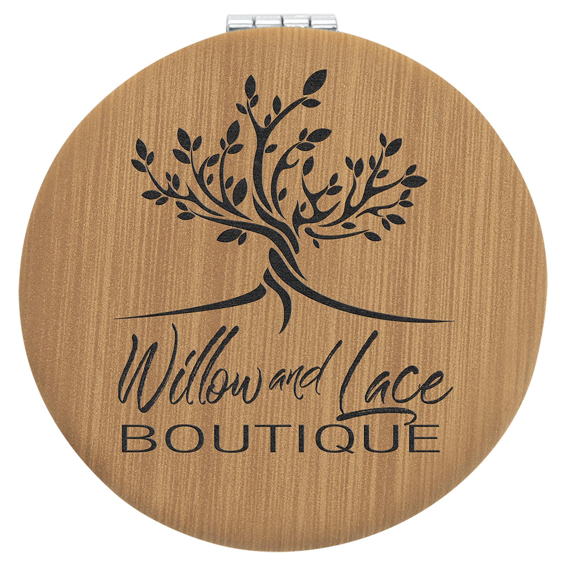 Bamboo 2 1/2" Laserable Leatherette Compact Mirror