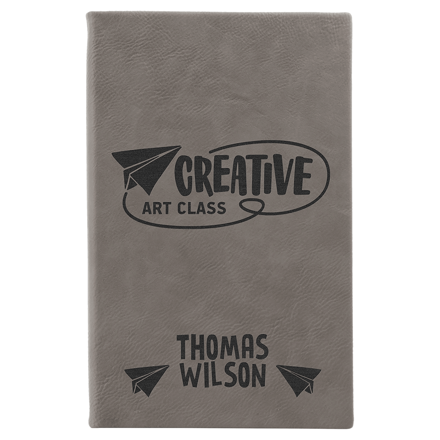 5 1/4" x 8 1/4" Gray Laserable Leatherette Sketch Book with Unlined Notepad