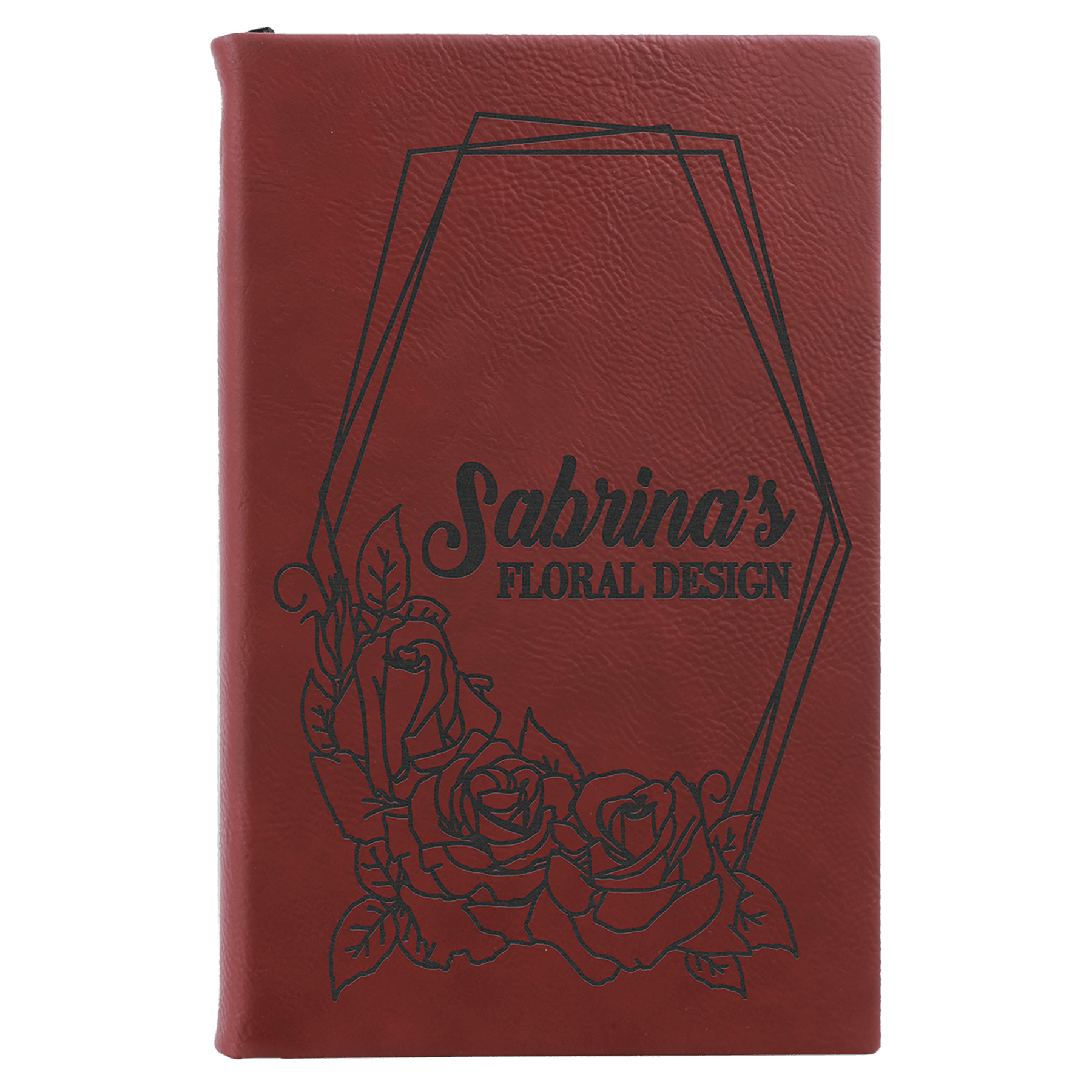 5 1/4" x 8 1/4" Rose Laserable Leatherette Sketch Book with Unlined Notepad