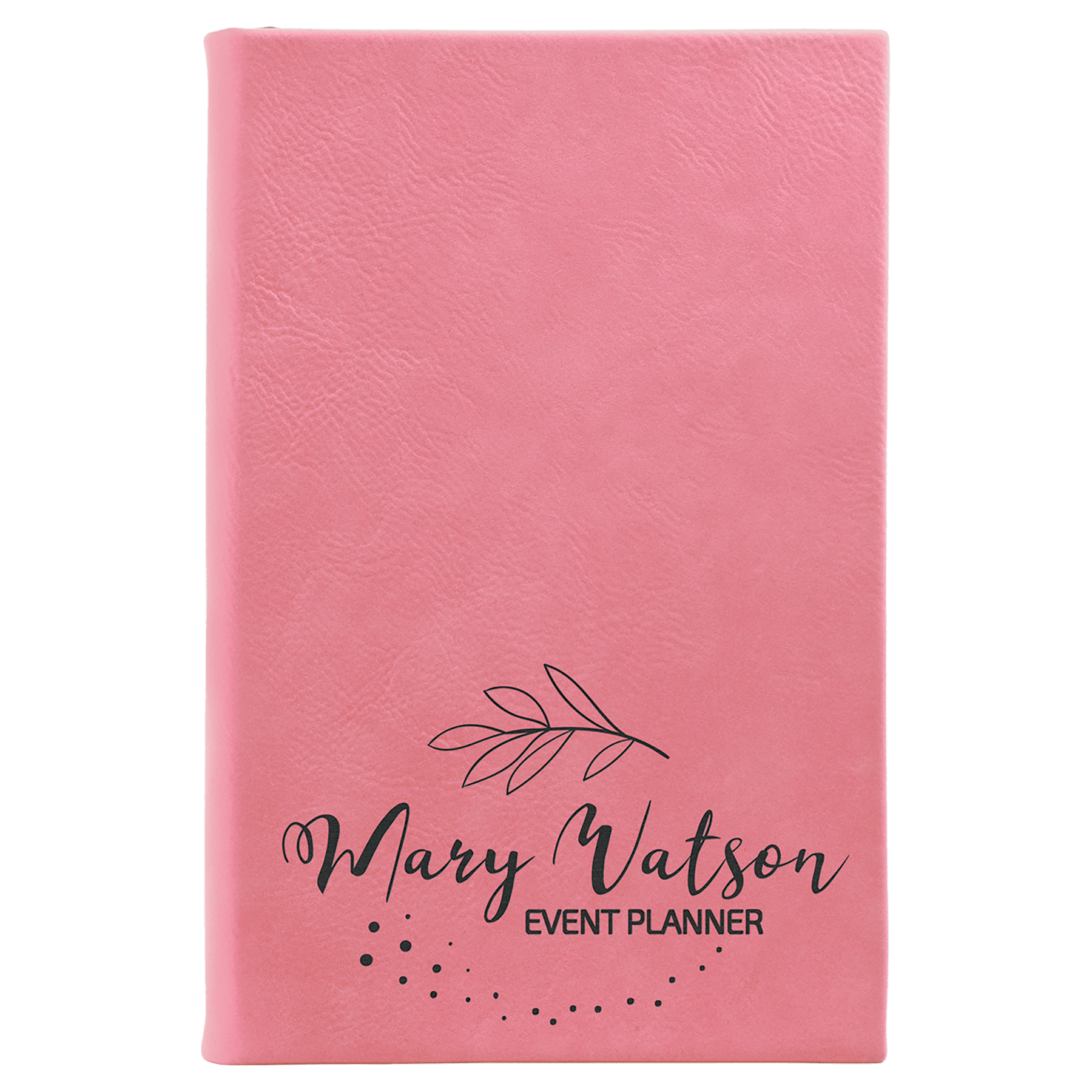 5 1/4" x 8 1/4" Pink Laserable Leatherette Sketch Book with Unlined Notepad