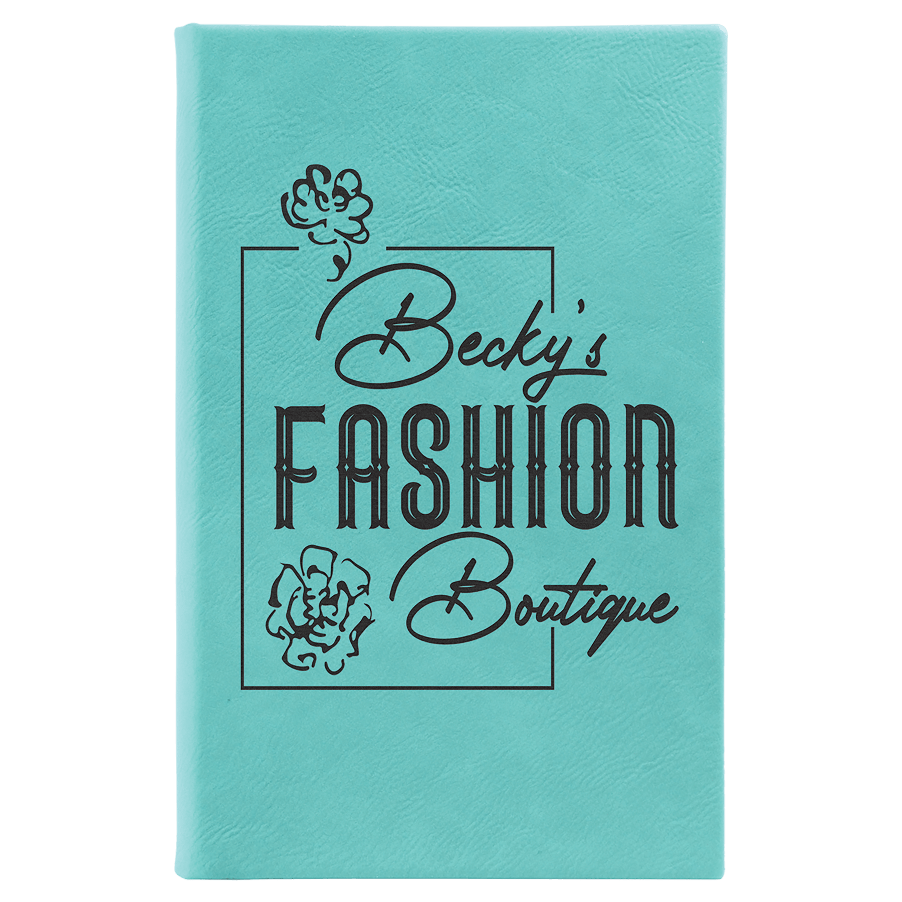 5 1/4" x 8 1/4" Teal Laserable Leatherette Sketch Book with Unlined Notepad