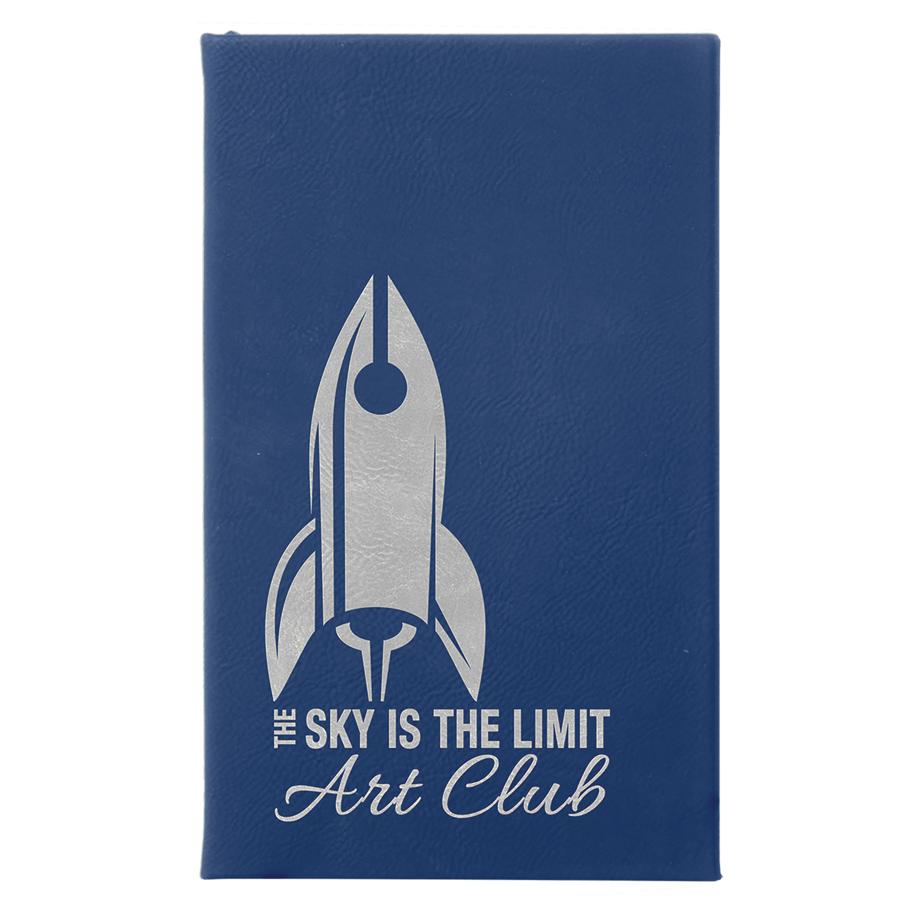 5 1/4" x 8 1/4" Blue/Silver Laserable Leatherette Sketch Book with Unlined Notepad