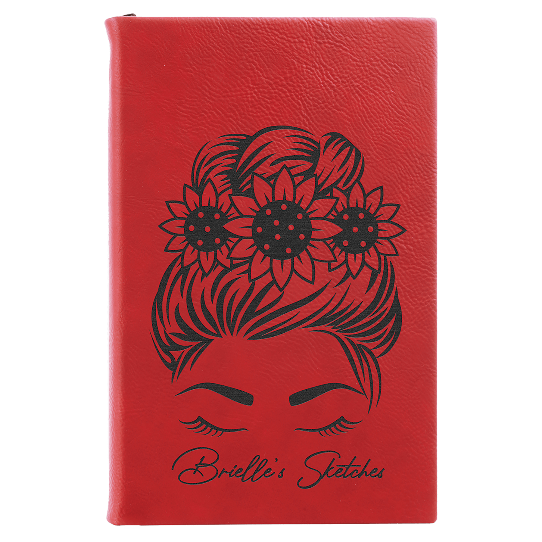 5 1/4" x 8 1/4" Red Laserable Leatherette Sketch Book with Unlined Notepad