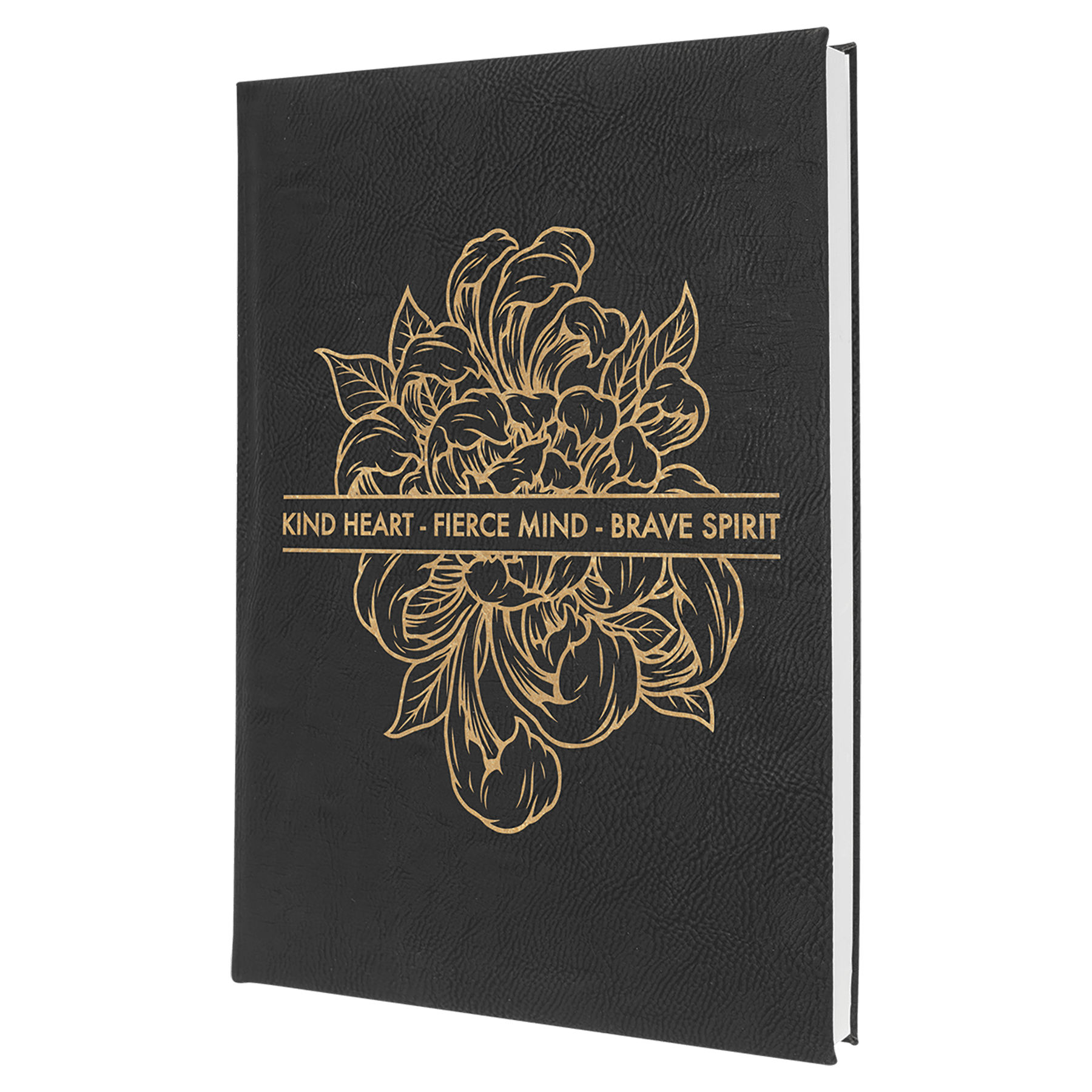 7" x 9 3/4" Black/Gold Laserable Leatherette Journal with Lined Notepad