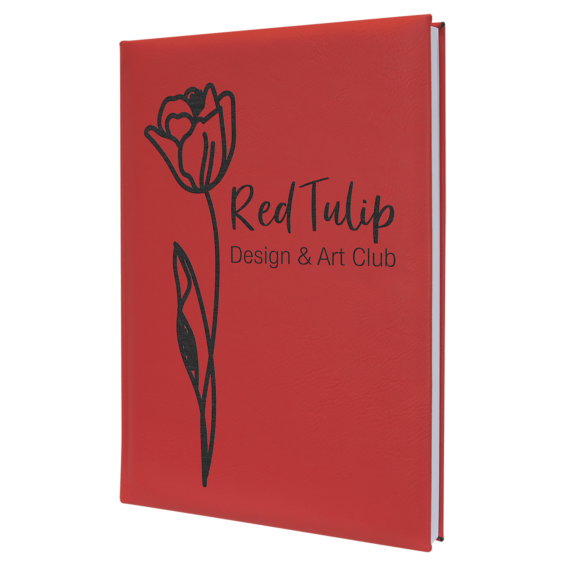 7" x 9 3/4" Red Laserable Leatherette Sketch Book with Unlined Notepad