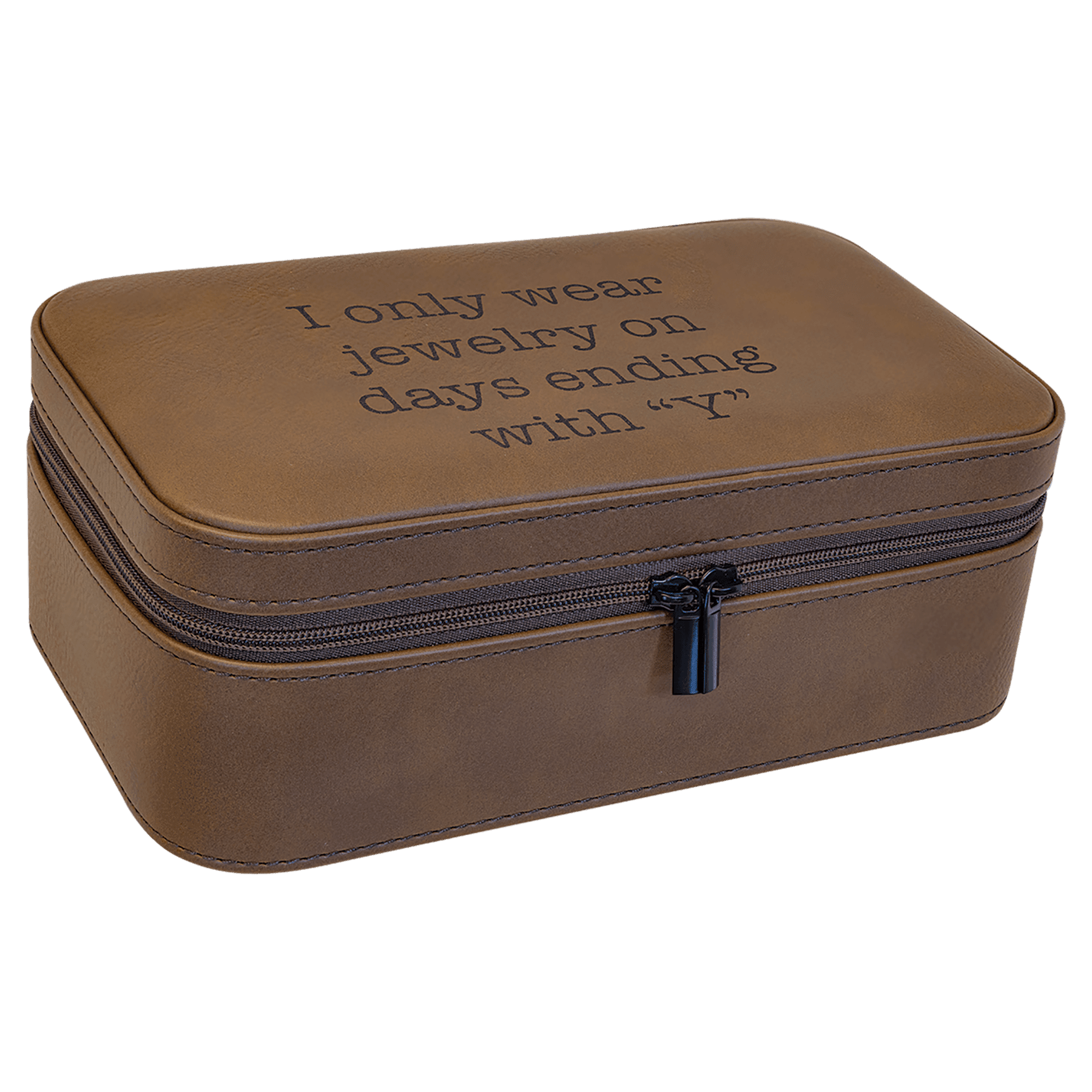 Dark Brown 7 1/2" X 4 1/2" Laserable Leatherette Jewelry Box