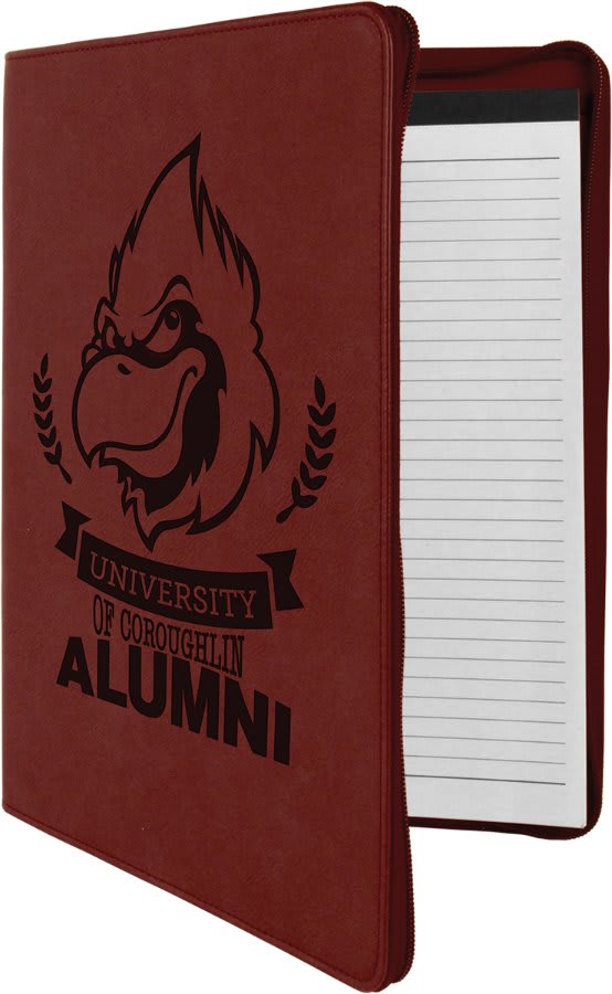 Rose 9 1/2" x 12" with Zipper Laserable Leatherette Portfolio with Notepad