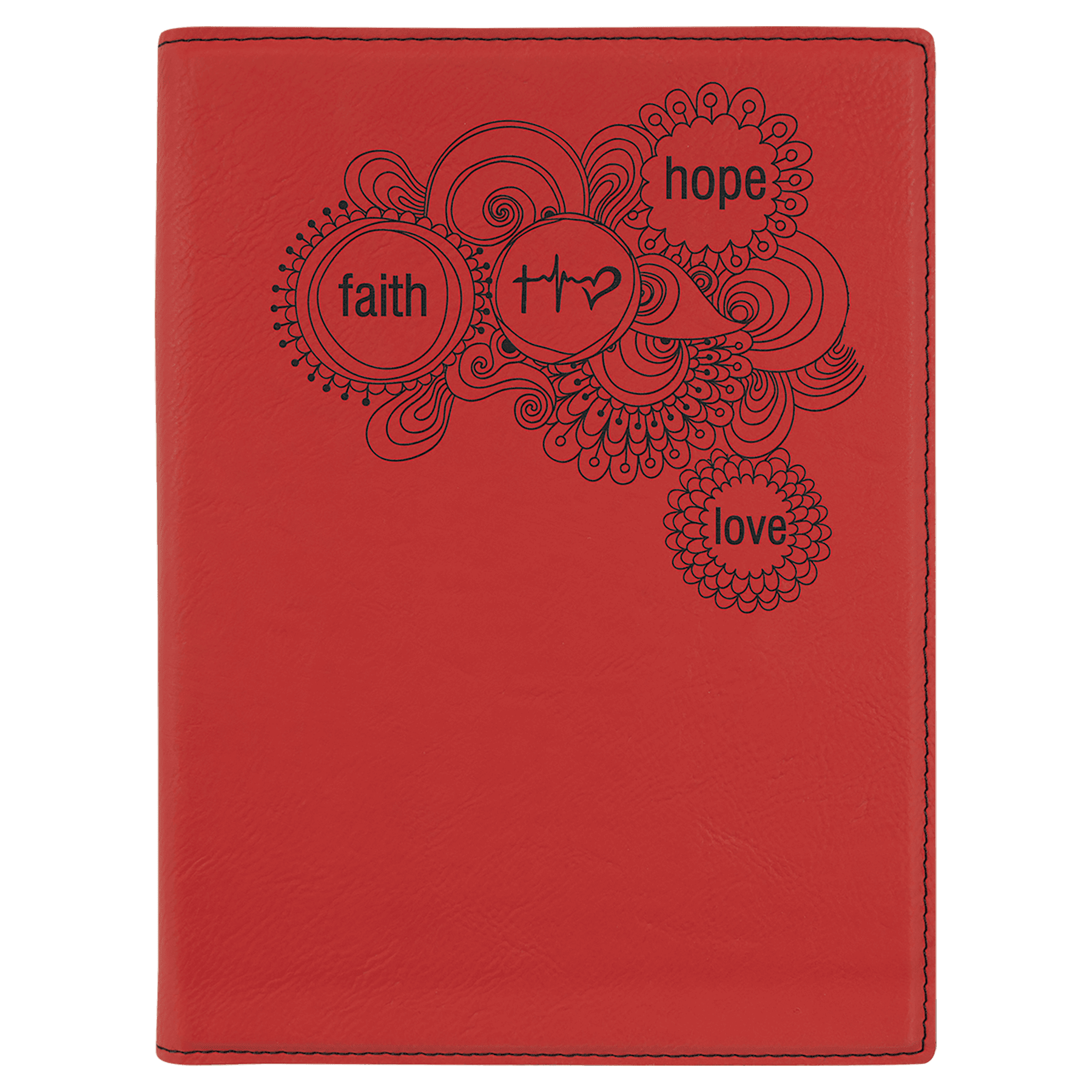 7" x 9" Red Laserable Leatherette Small Portfolio with Notepad