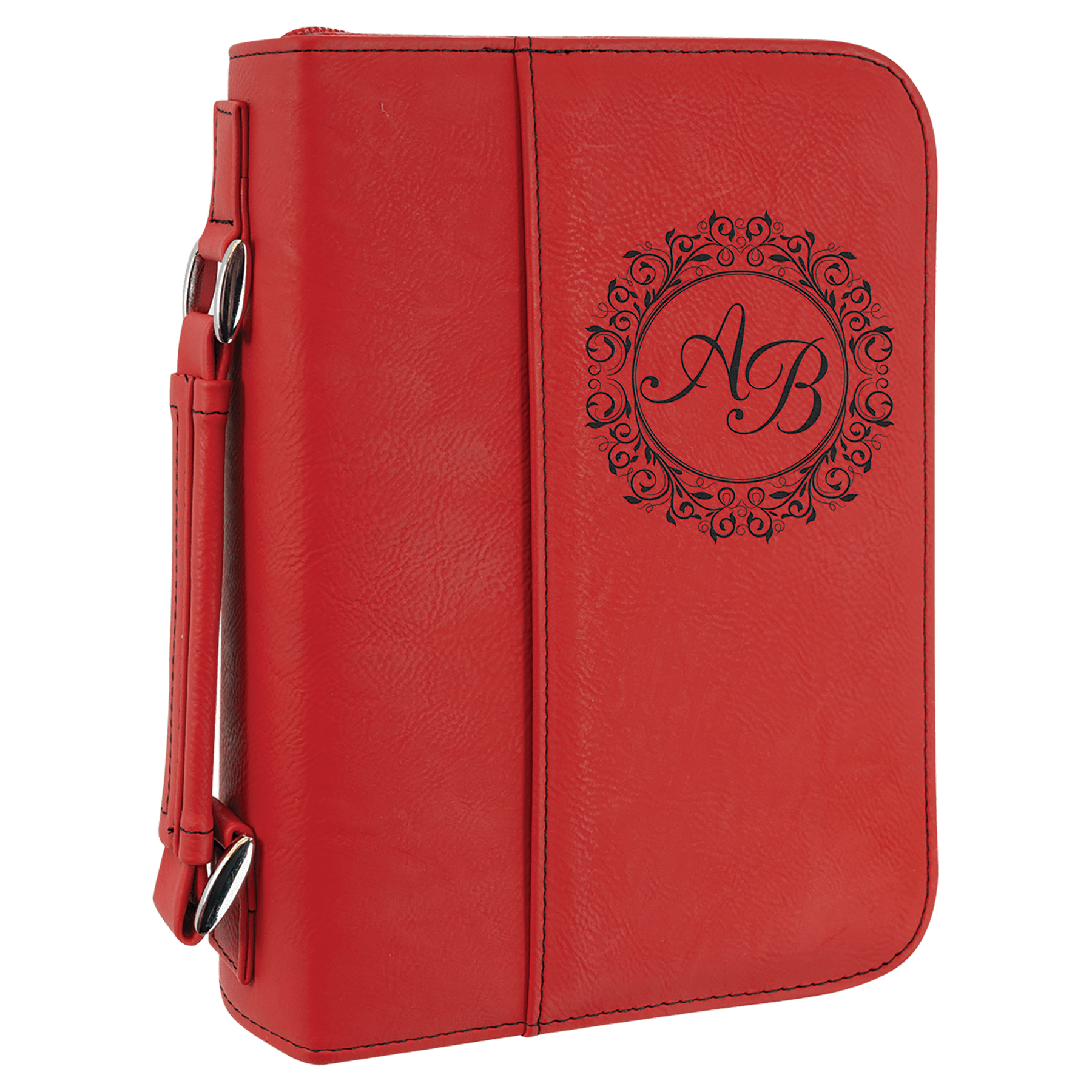 6 3/4" x 9 1/4" Red Leatherette Book/Bible Cover with Handle & Zipper