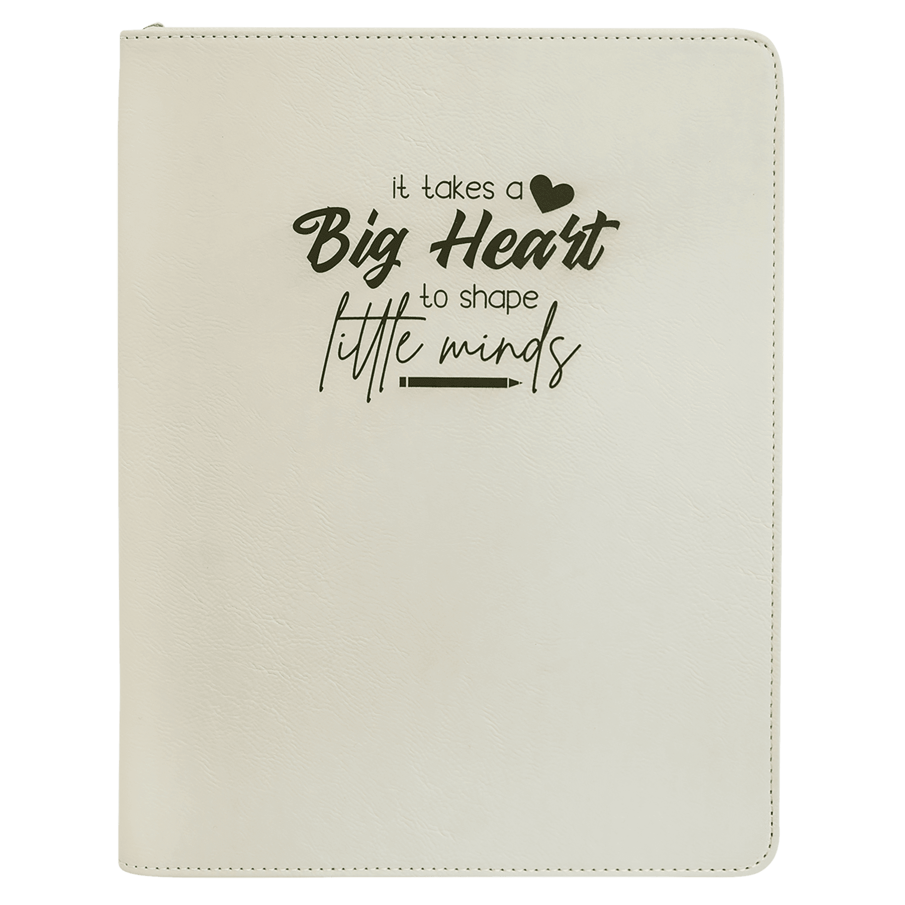 White 9 1/2" x 12" with Zipper Laserable Leatherette Portfolio with Notepad