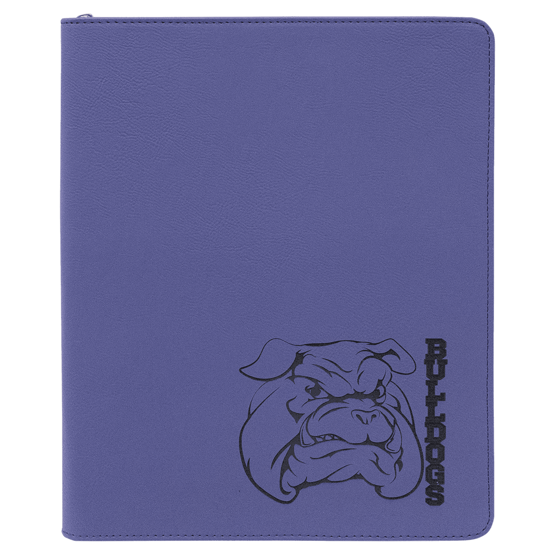 Purple 9 1/2" x 12" with Zipper Laserable Leatherette Portfolio with Notepad