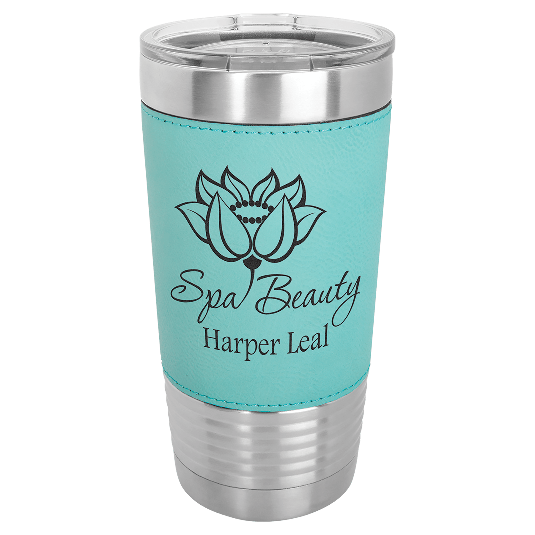 Teal Laserable Leatherette Tumbler with Clear Polar Camel 20 oz. Lid