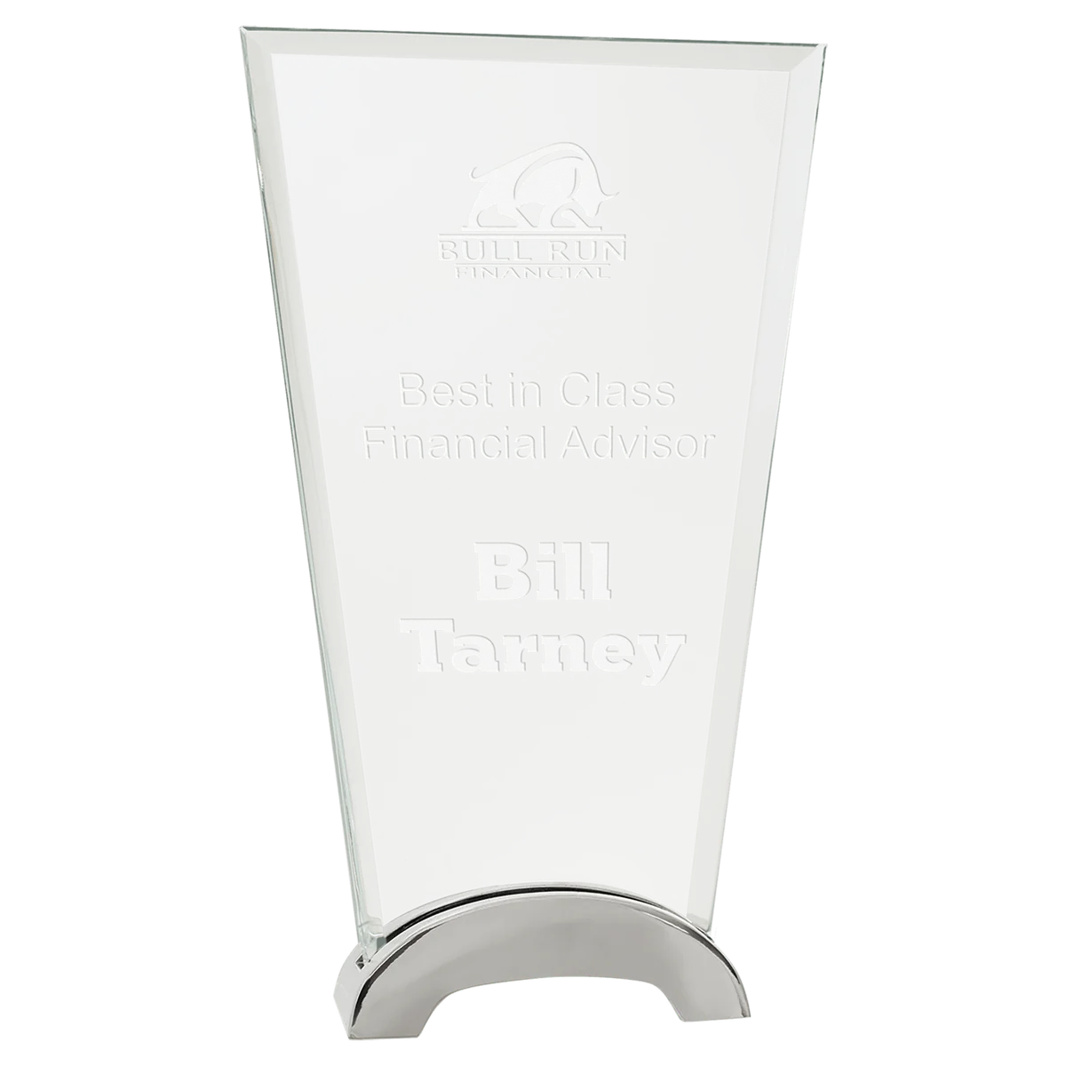 Fan Platinum Glass with Arch Metal Base