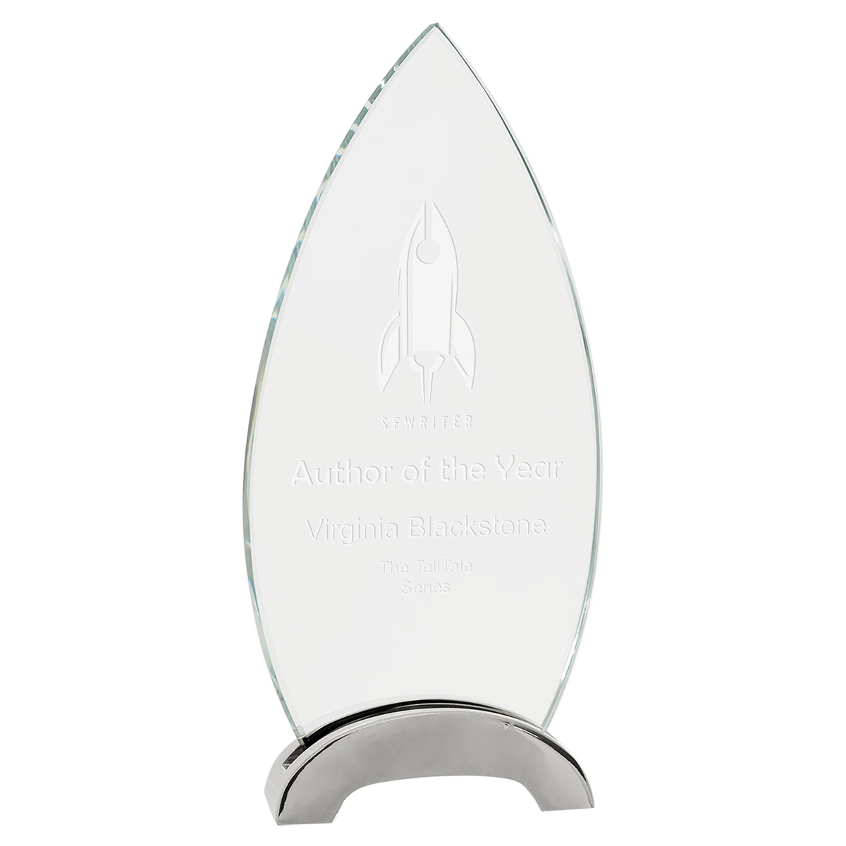 Oval Platinum Glass with Arch Metal Base