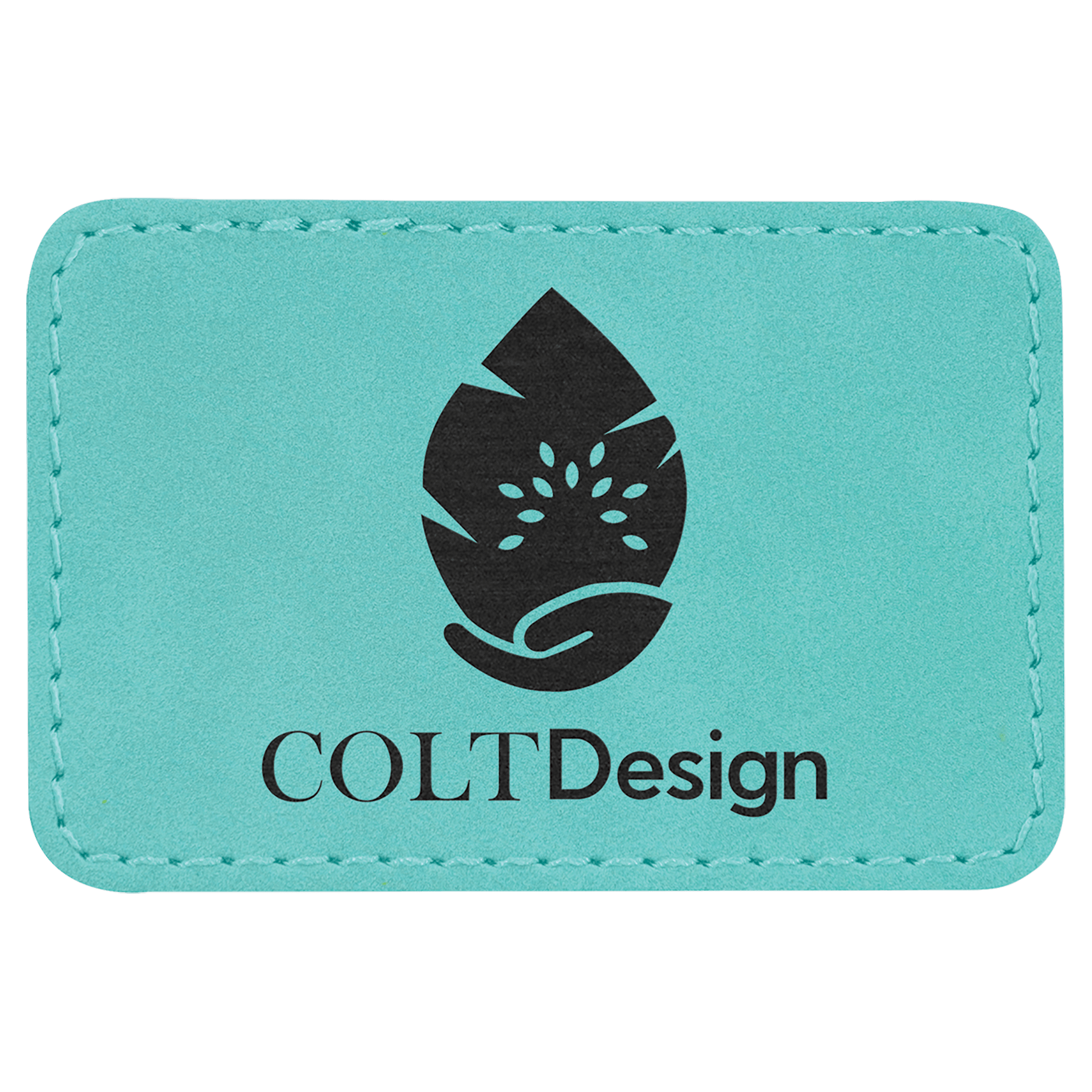 3" x 2" Rectangle Teal Laserable Leatherette Patch with Adhesive