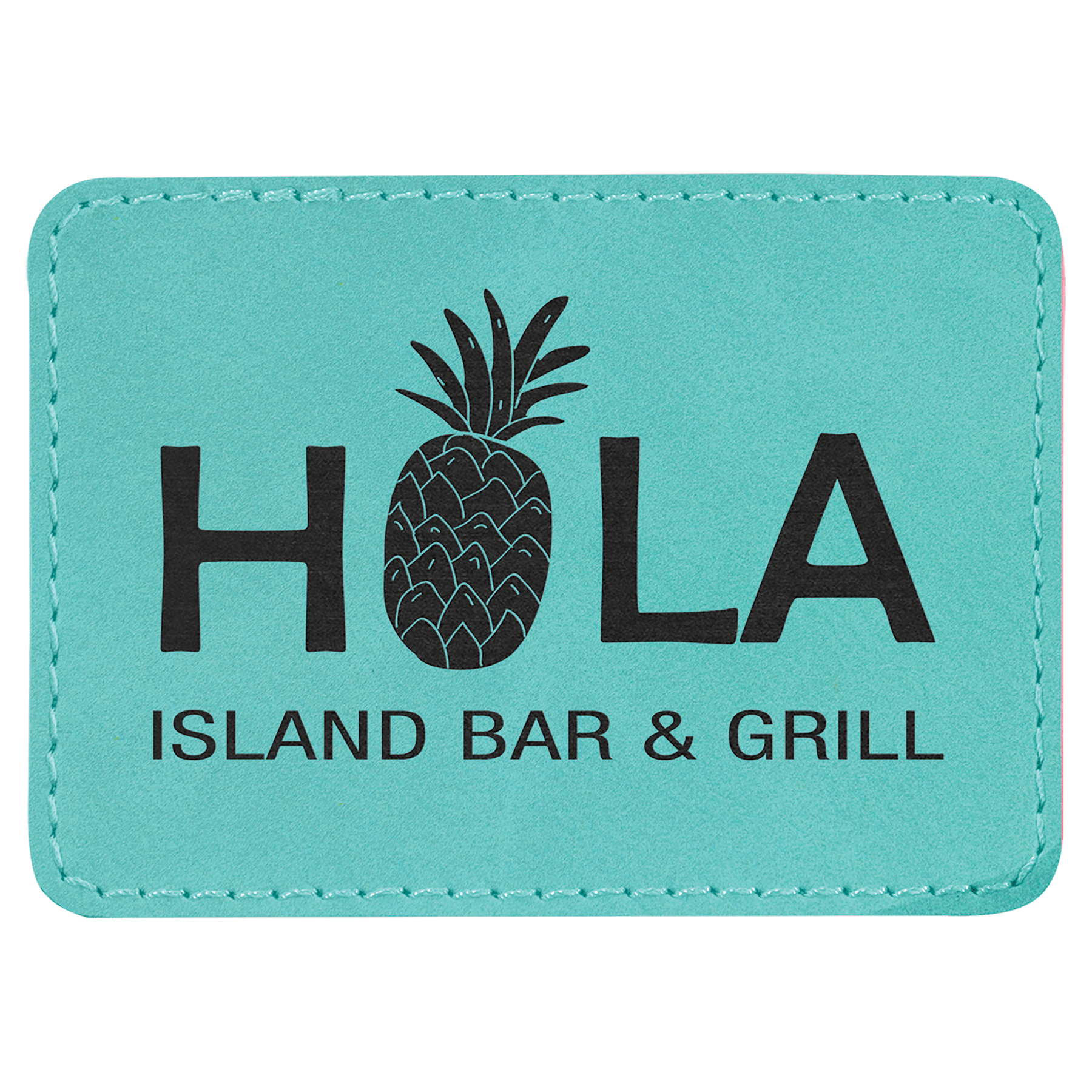 3 1/2" x 2 1/2" Rectangle Teal Laserable Leatherette Patch with Adhesive