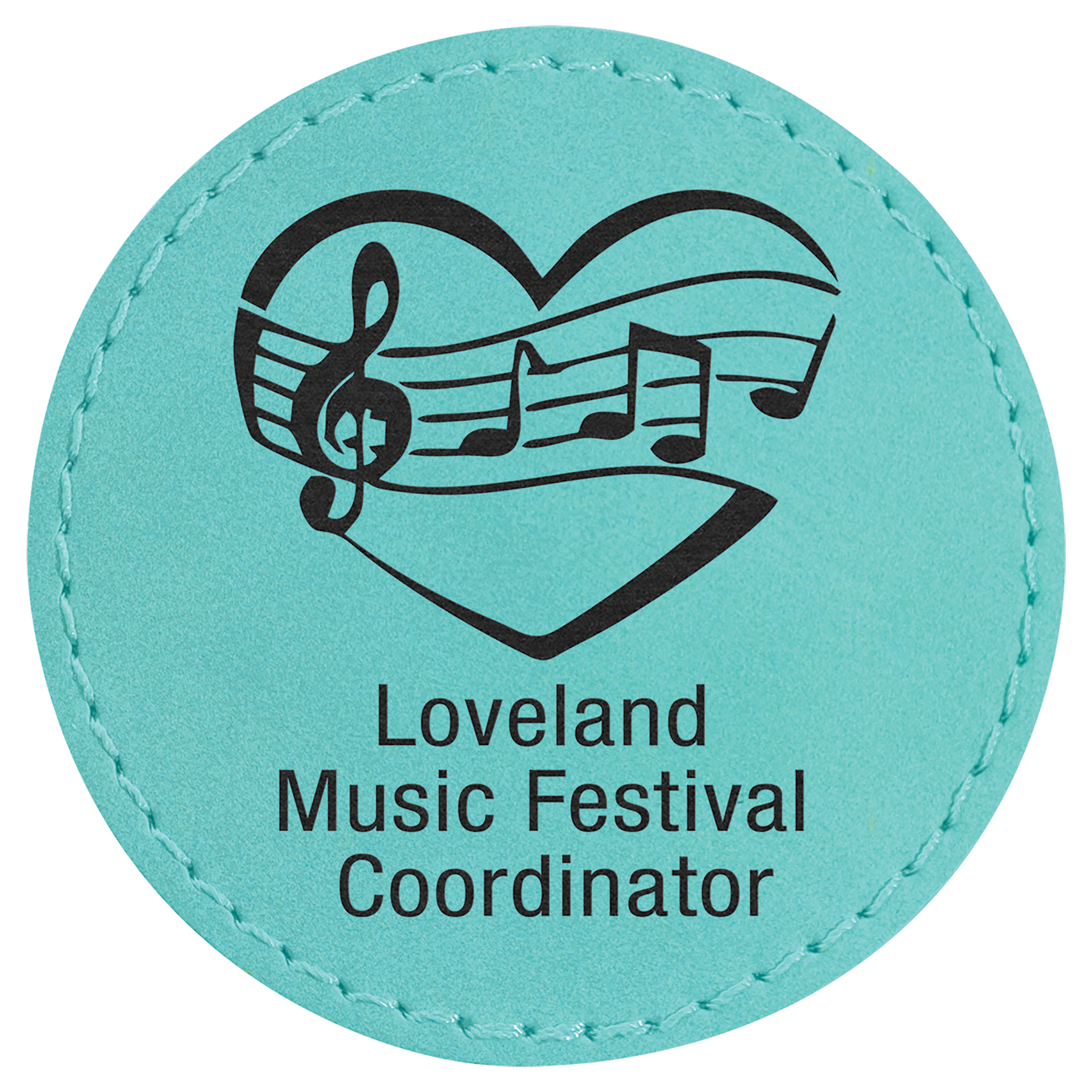 2 1/2" Round Teal Laserable Leatherette Patch with Adhesive