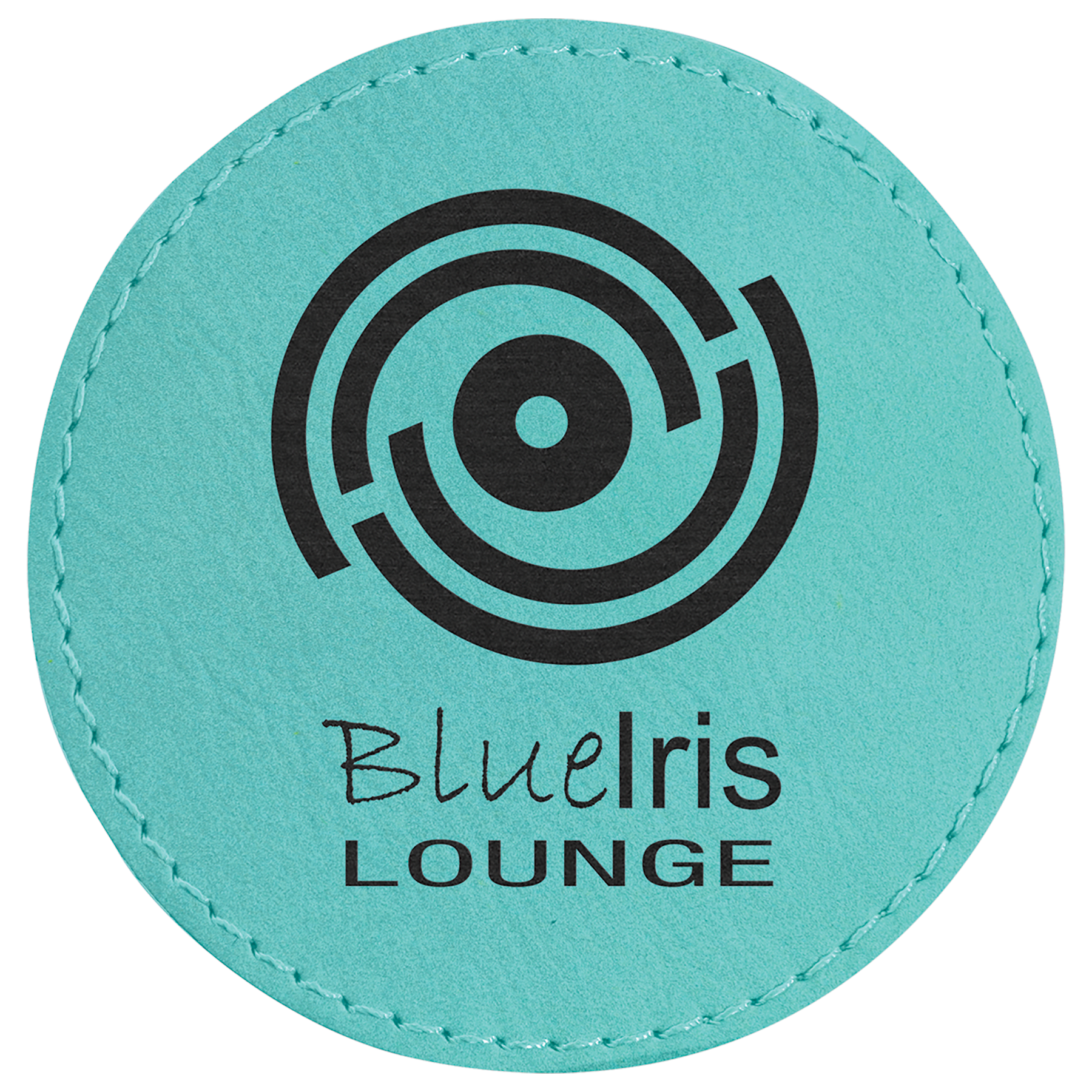 3" Round Teal Laserable Leatherette Patch with Adhesive