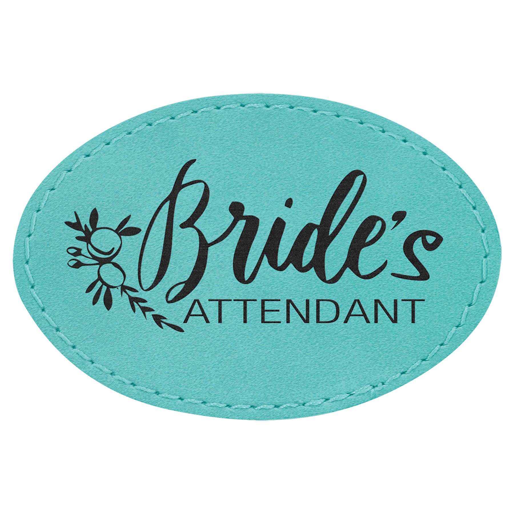 3" x 2" Oval Teal Laserable Leatherette Patch with Adhesive