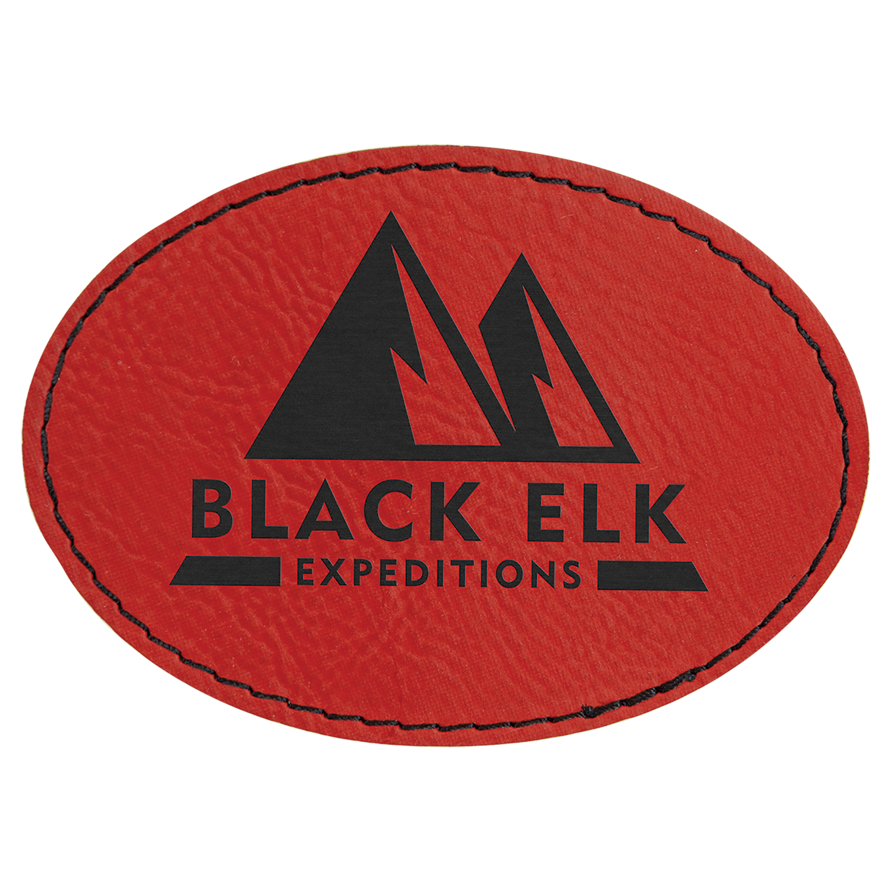 3 1/2" x 2 1/2" Oval Red Laserable Leatherette Patch with Adhesive