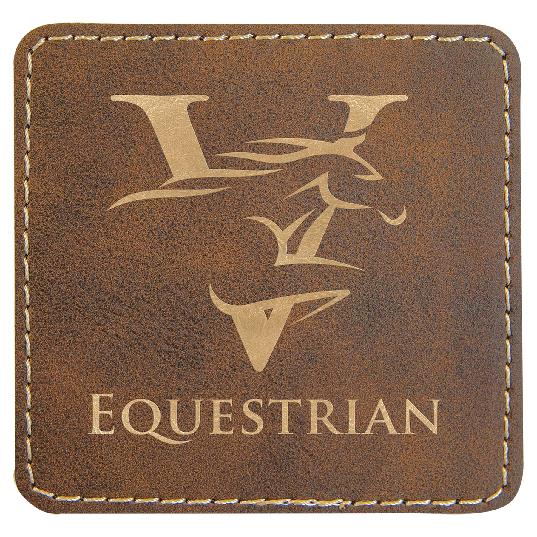 3" x 3" Square Rustic/Gold Laserable Leatherette Patch with Adhesive