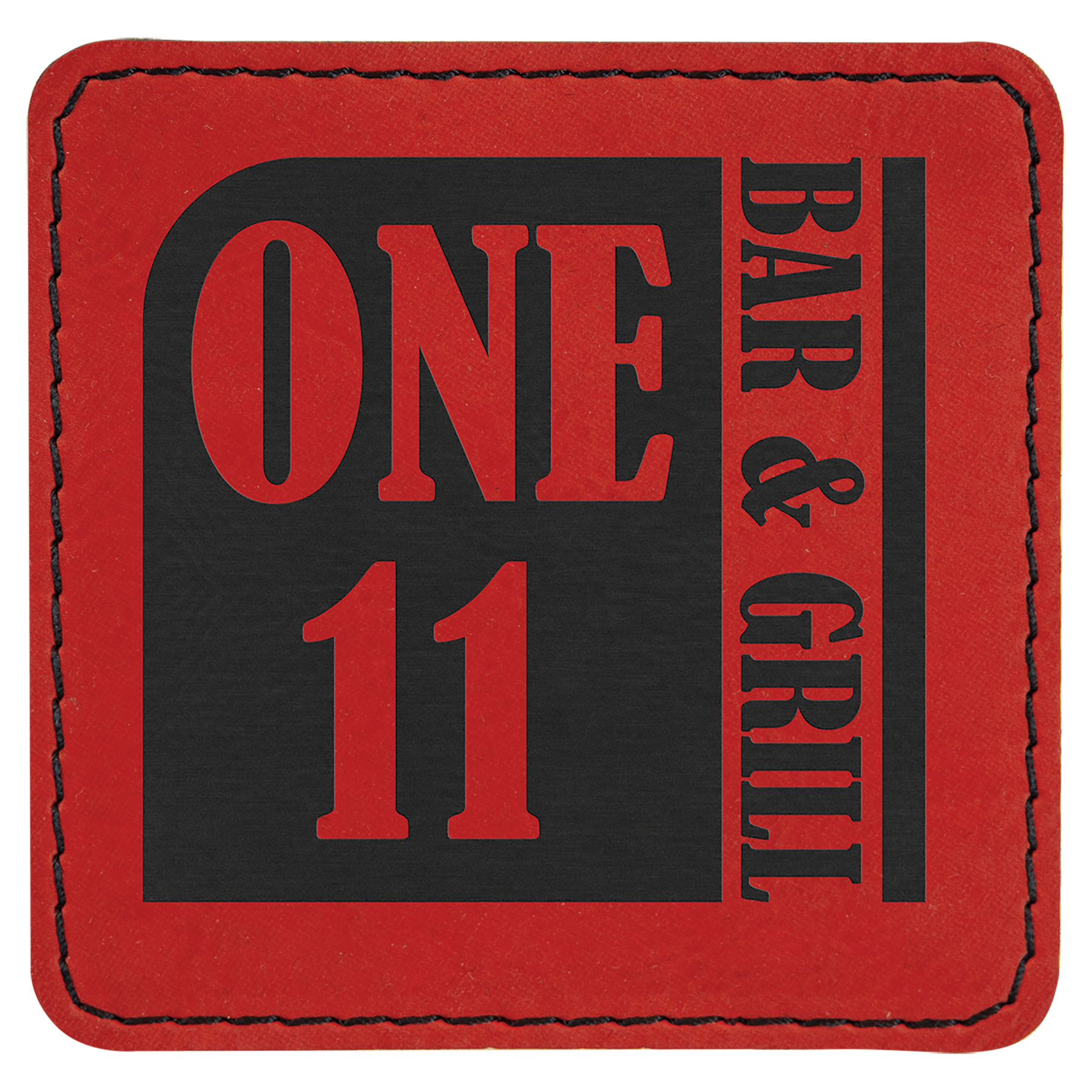 3" x 3" Square Red Laserable Leatherette Patch with Adhesive