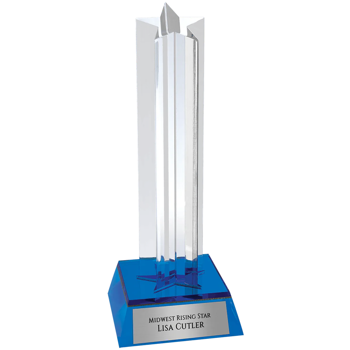 Blue Star Column Acrylic with Blue Base (3 Sizes)