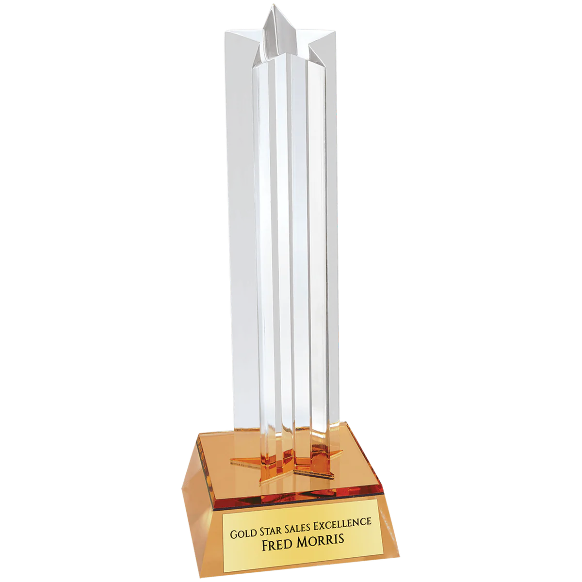 Gold Star Column Acrylic with Gold Base (3 Sizes)