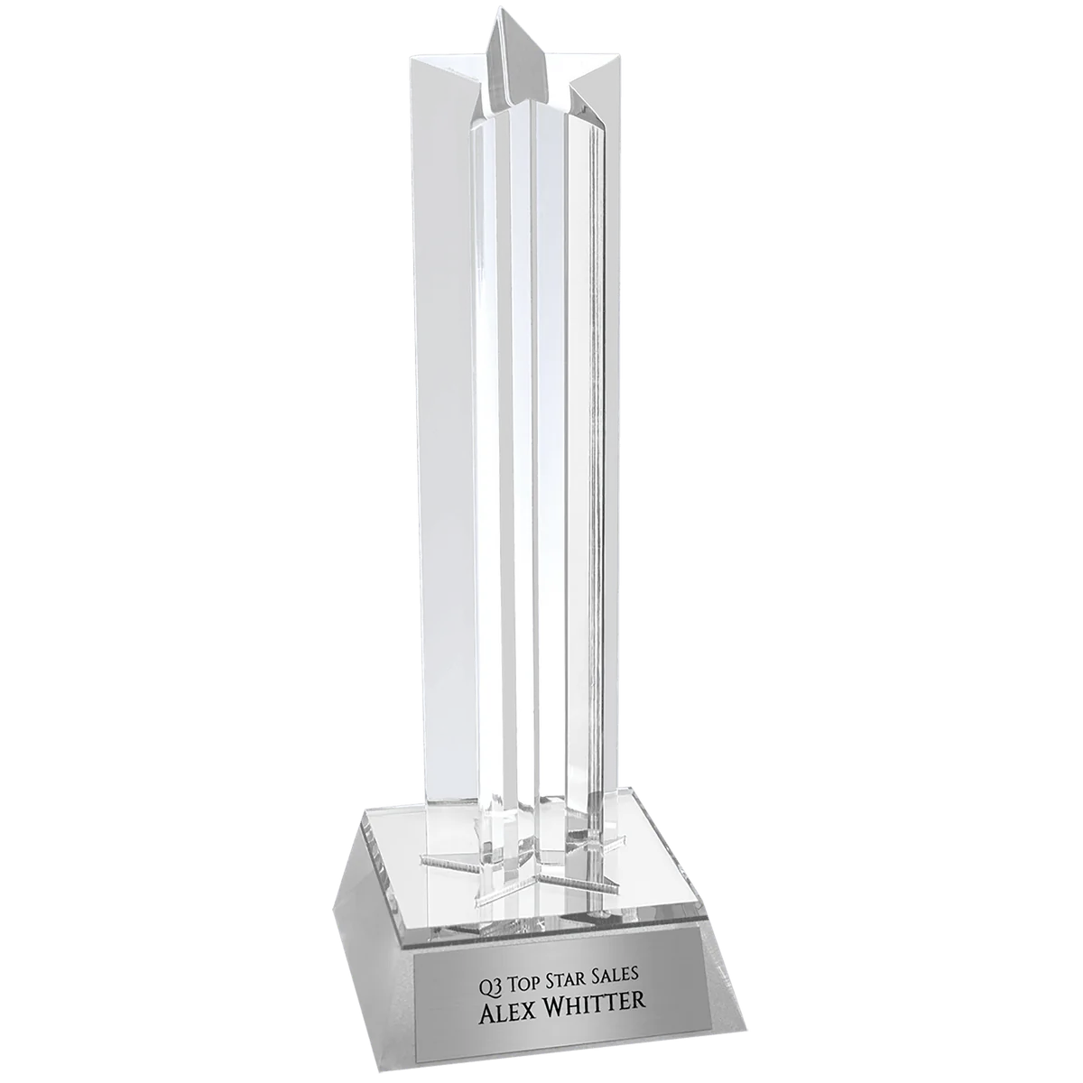 Silver Star Column Acrylic with Silver Base (3 Sizes)