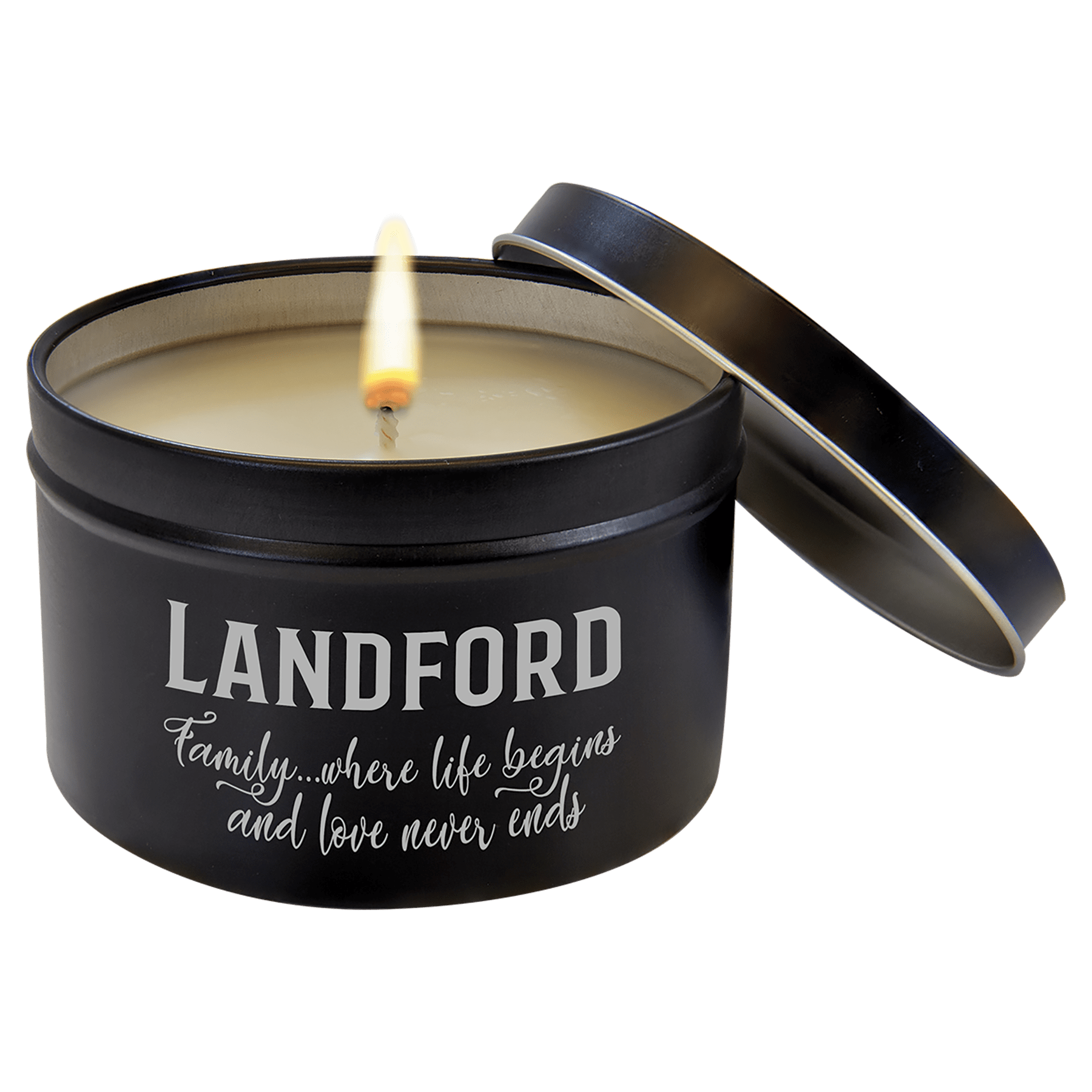 8 oz. French Linen Candle in a Black Metal Tin