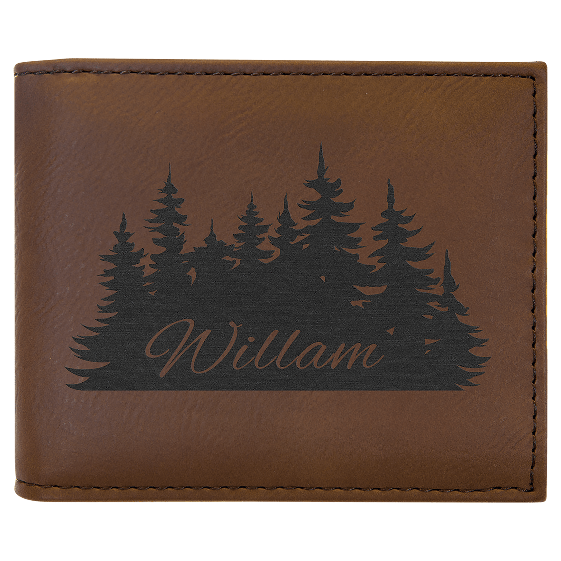 Dark Brown Laserable Leatherette Bi-Fold Wallet w/Flip  ID Display