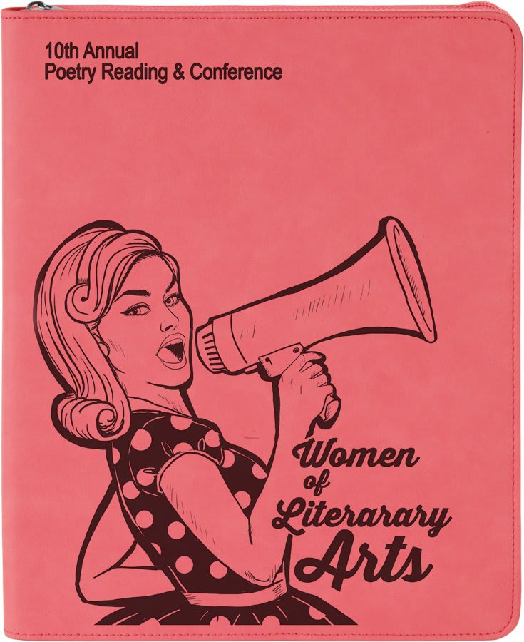 Pink 9 1/2" x 12" with Zipper Laserable Leatherette Portfolio with Notepad