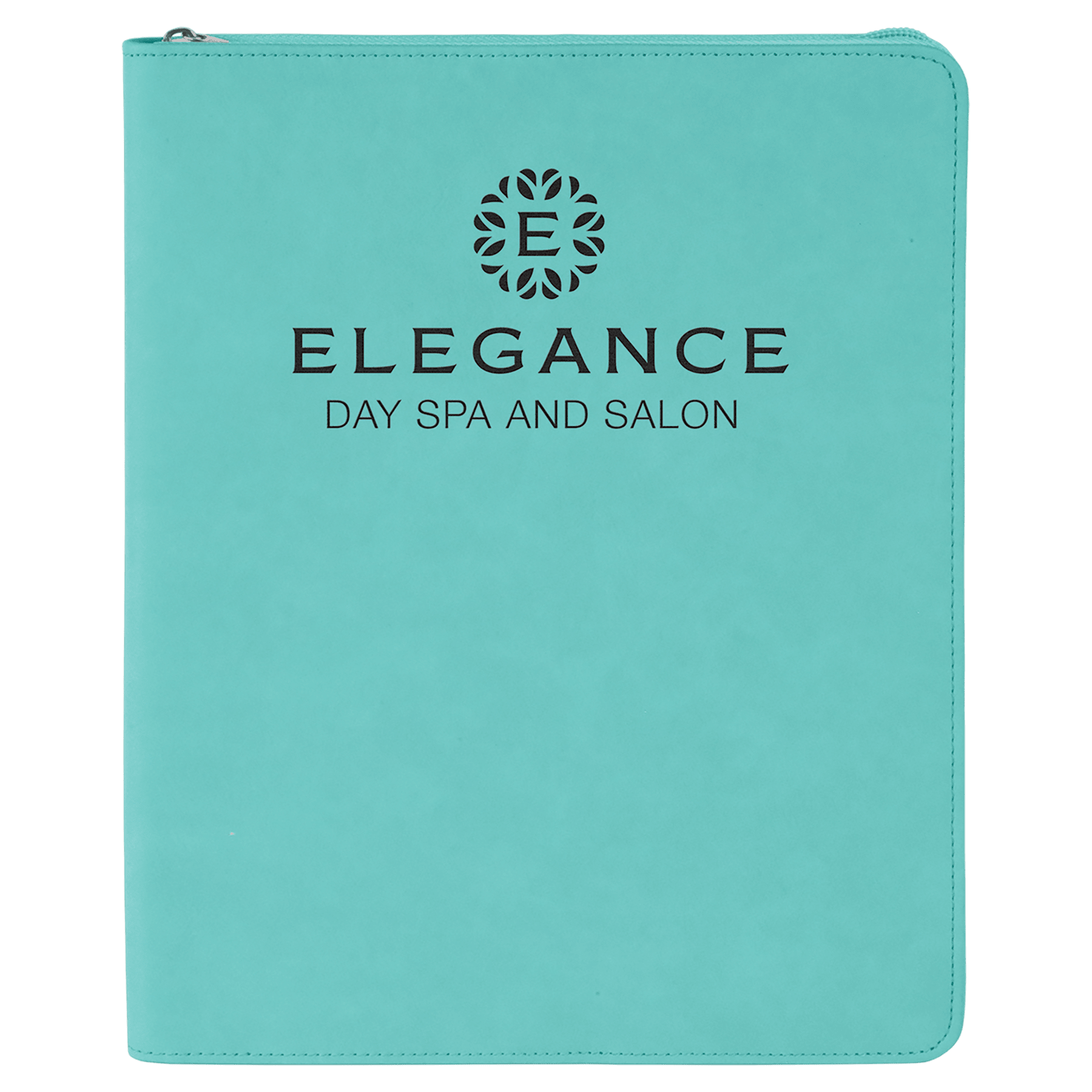 Teal 9 1/2" x 12" with Zipper Laserable Leatherette Portfolio with Notepad