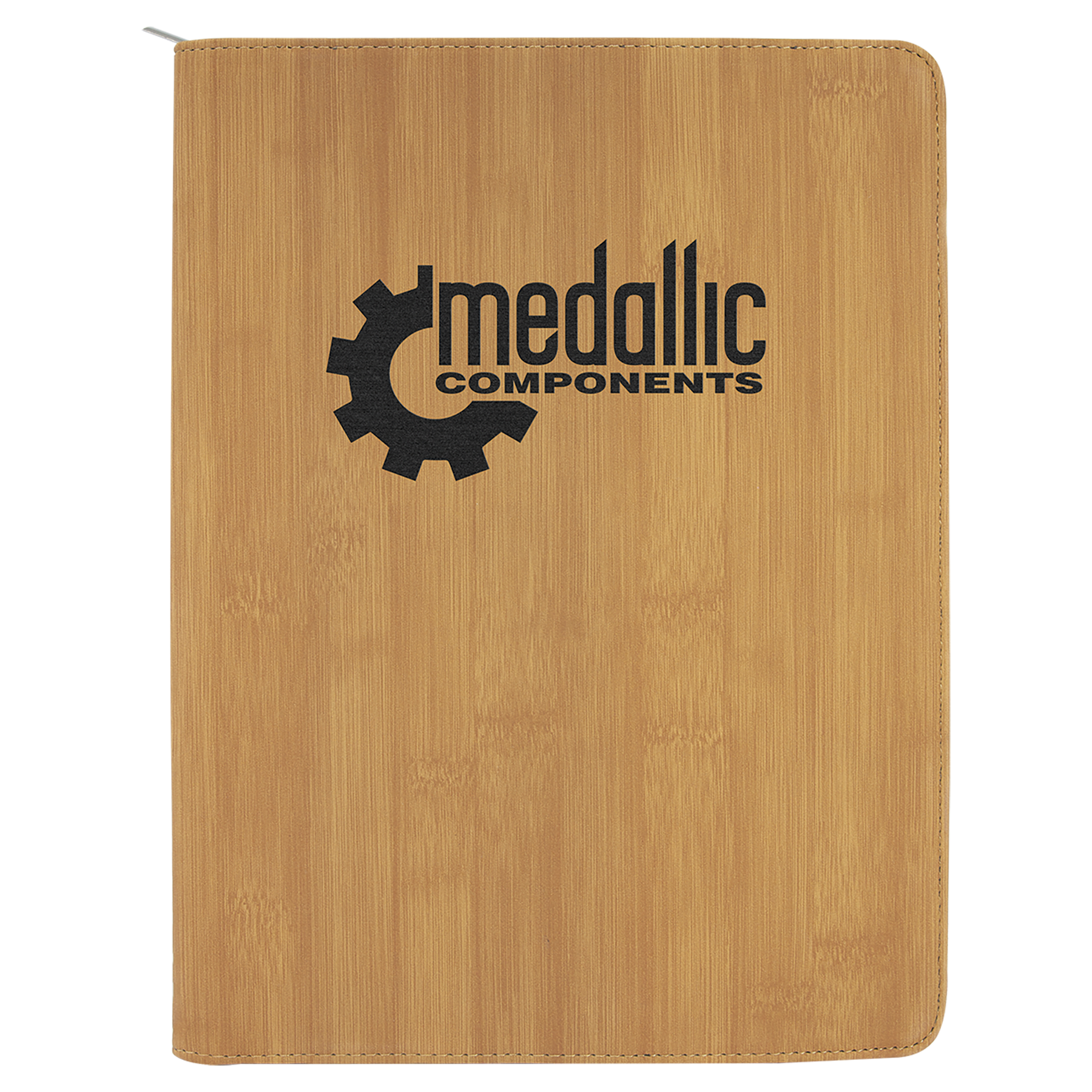 Bamboo 9 1/2" x 12" with Zipper Laserable Leatherette Portfolio with Notepad
