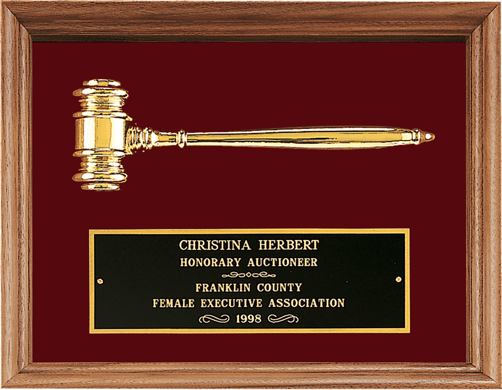 American Walnut Frame Gavel Plaque