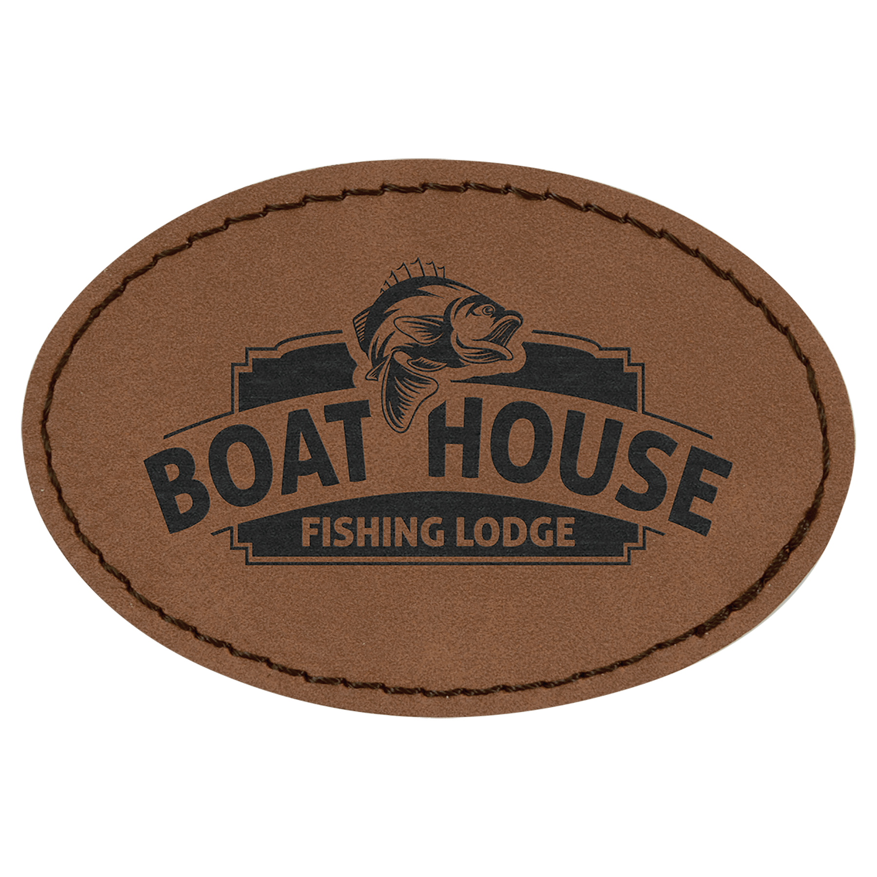 3" x 2" Oval Dark Brown Laserable Leatherette Patch with Adhesive