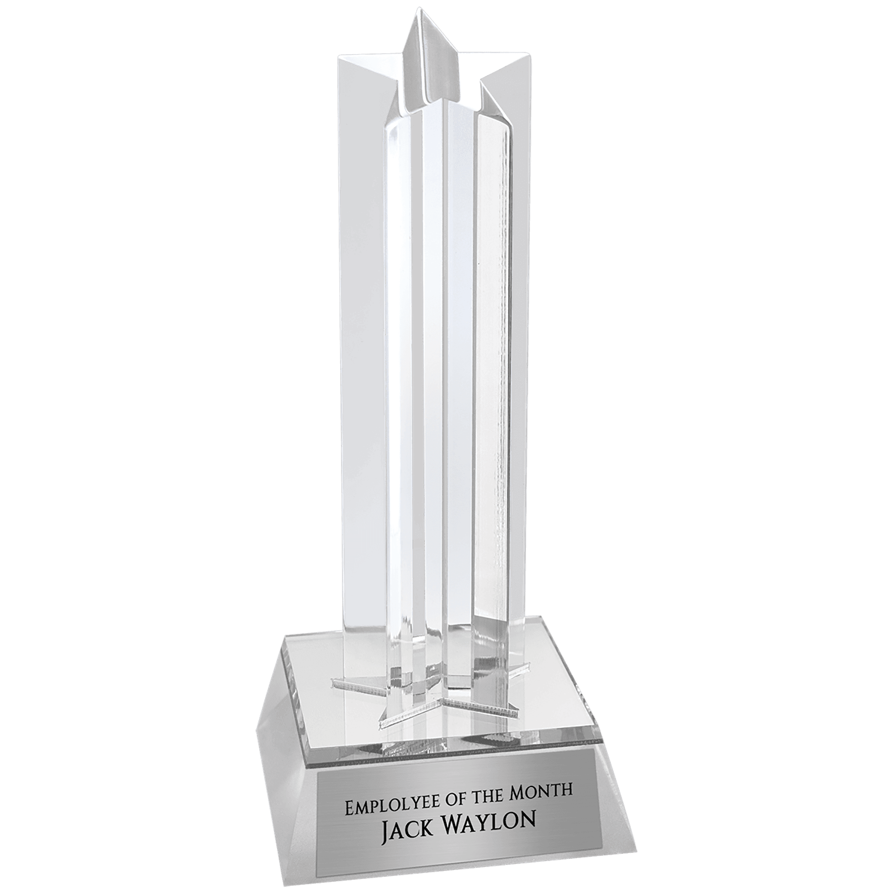 Silver Star Column Acrylic with Silver Base (3 Sizes)