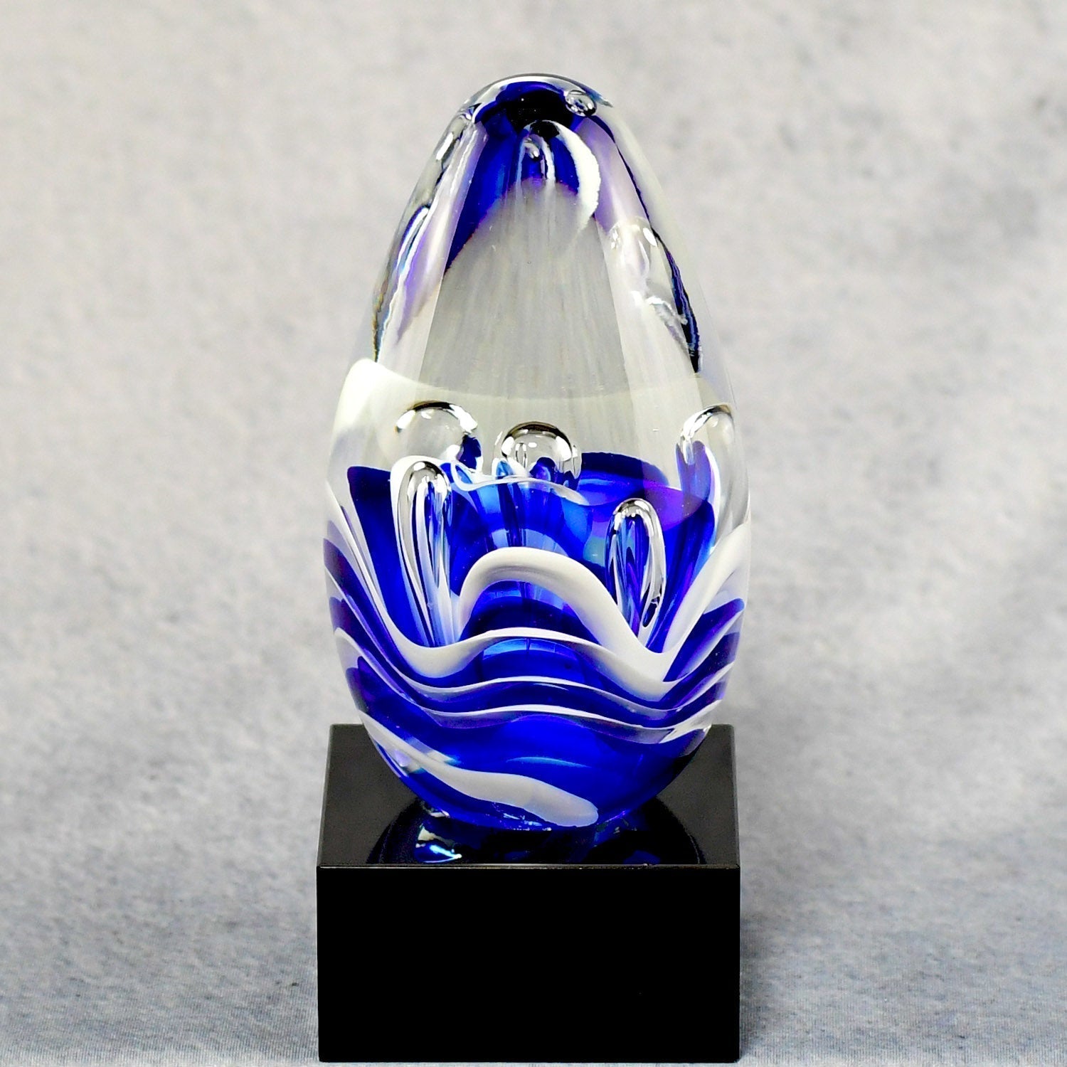 Blue and White Art Glass Egg