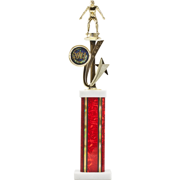Exclusive Shooting Star Spinner Riser Rectangle Column Trophy